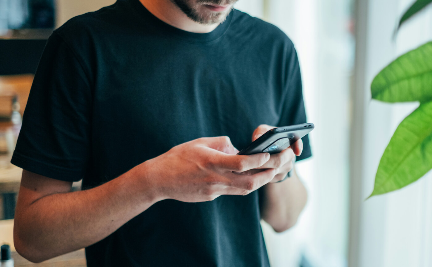 A man using a smartphone